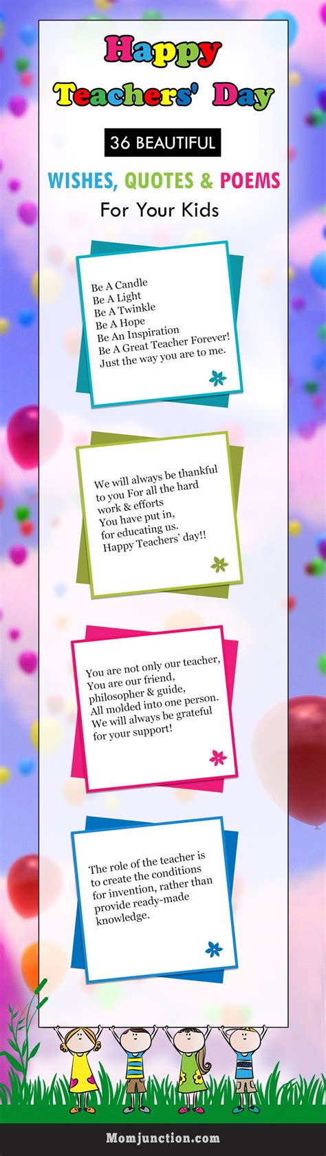 36 Beautiful Teacher's Day Wishes, Quotes & Poems For Your Kids Happy Teachers Day Poems ...