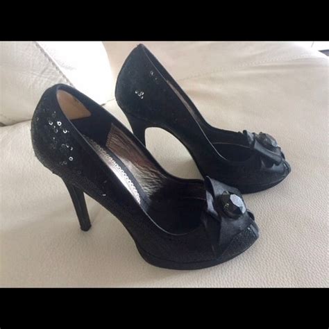 Bourne Shoes Gorgeous Black Opentoe Sequin Pumps Poshmark