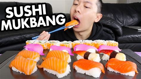 Sushi Mukbang Large Sushi Platter Storytime Salmon Mukbang Raw