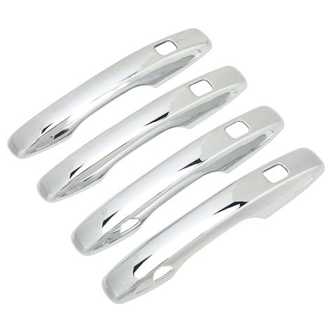 4PCS Exterior Door Handle Cover Smart Keyless Entry ABS Chrome Silver