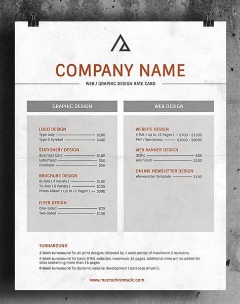 Graphic Design Rate Card Pdf Winona Design