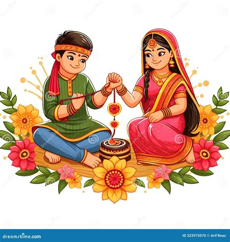 Unbreakable Bond: a Raksha Bandhan Illustration. Generative Ai Stock