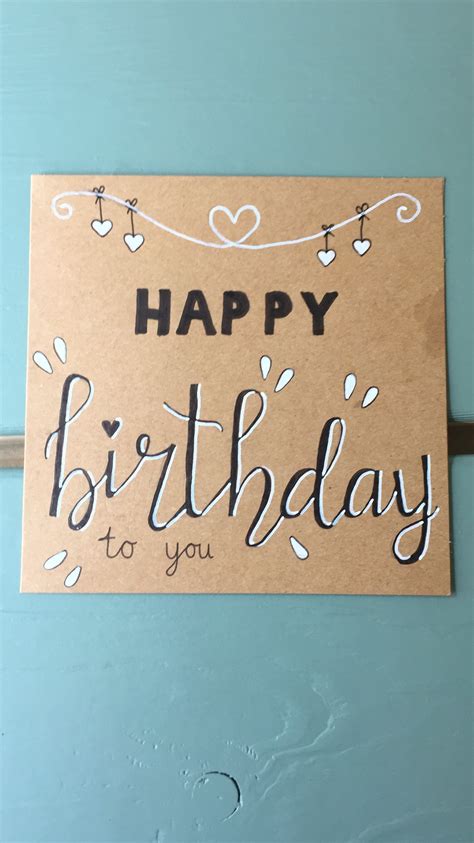 Handlettering Verjaardagskaart Happy Birthday Card Hoera