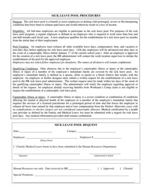 Fillable Online SICK LEAVE POOL REQUEST FORM Fax Email Print PdfFiller