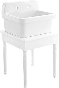 ELLAI 24 Inch White Ceramic Farm Style Wall Mount Utility Sink High