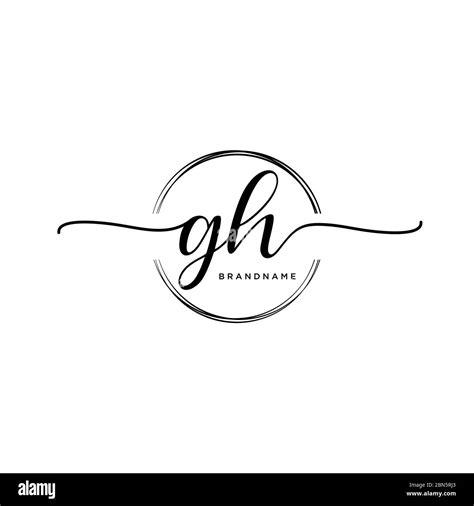 Initial Gh Handwriting Logo With Circle Template Vector Stock Vector