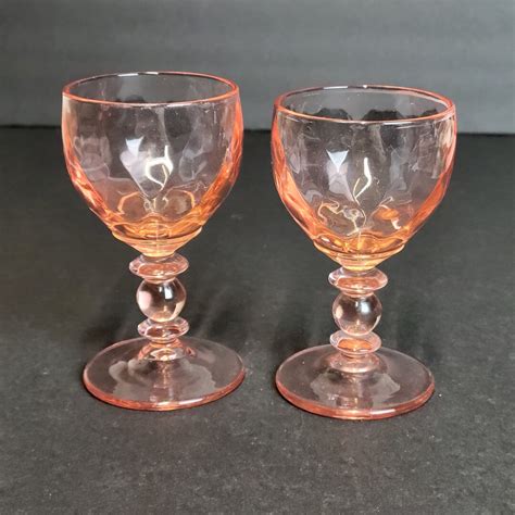 Vintage Pink Depression Cordial Glasses Set Of Teardrop Optic