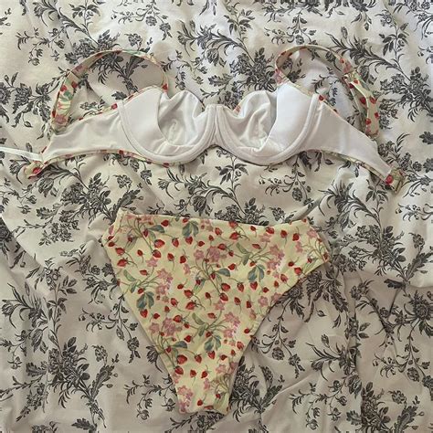 Victorias Secret Strawberry Bikini Set Top Has Depop