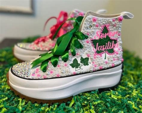 Custom Pinkgreen Bling Shoes Etsy