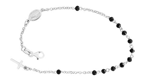 Hobra Shop Rosenkranz Armband Silber Rhodiniert Mit Schwarzen