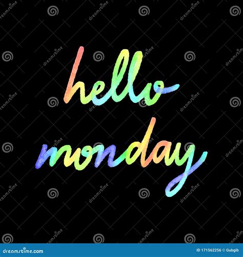 Hello Monday Hand Drawn Lettering With Colorful Texture Stock Vector