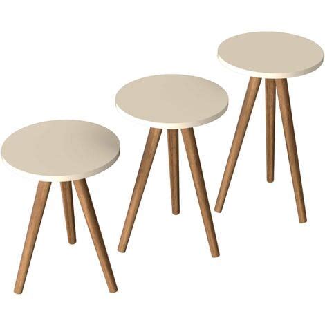 Set De Tables D Appoint Rondes Gigognes Cr Me Naturel