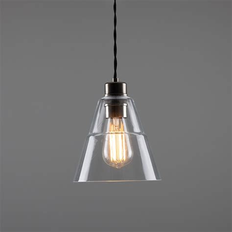 Lyx Contemporary Clear Glass Cone Pendant Light 18cm Mullan Lighting