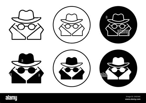 Spy Agent Icon Vector Logo Set Collection For Web App Ui Stock Vector