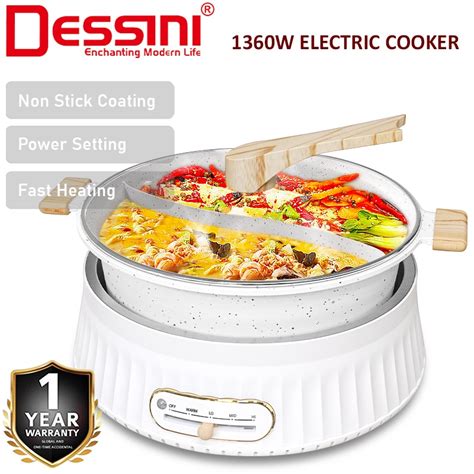 Dessini Italy Electric Cooker Hot Pot Steamboat Casserole Non Stick