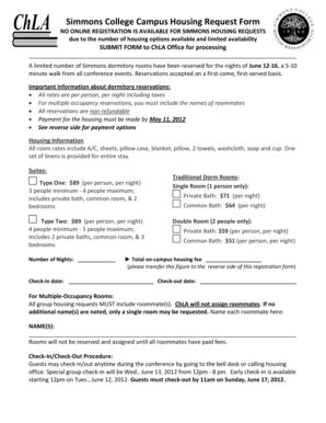 Fillable Online Simmons Simmons College Campus Housing Request Form