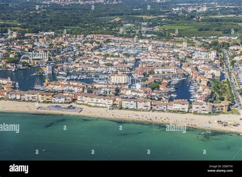 France Var Gulf Of St Tropez Port Grimaud Seaside Town Aerial View