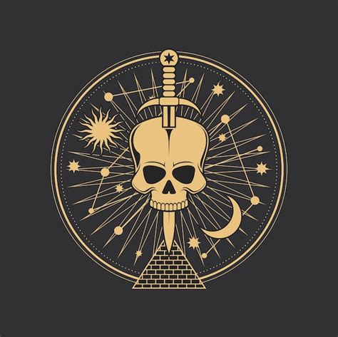 Premium Vector Occult Pentagram Skull And Pyramid Magic Tarot