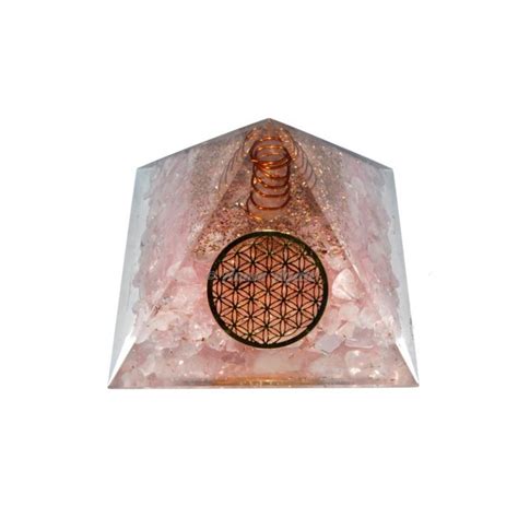 Buy Rose Quartz With Flower Of Life Orgonite Pyramid