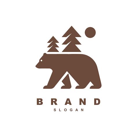 Premium Vector Silhouette Bear With Pine Tree Logo Design