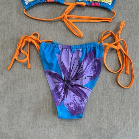 Shein Swim New Hawaiian Floral Print Triangle Bikini Set Poshmark