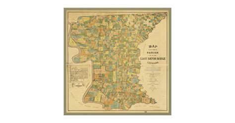 Parish of East Baton Rouge, Louisiana Map (1895) Canvas Print | Zazzle