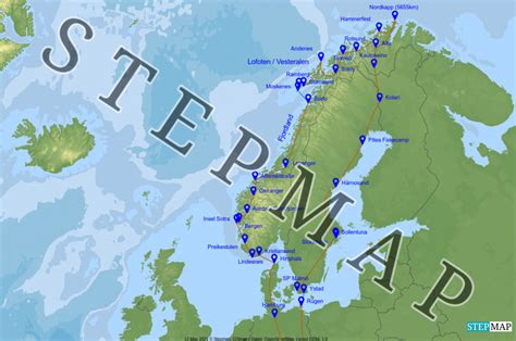 Stepmap Nordkapp Landkarte F R Norwegen