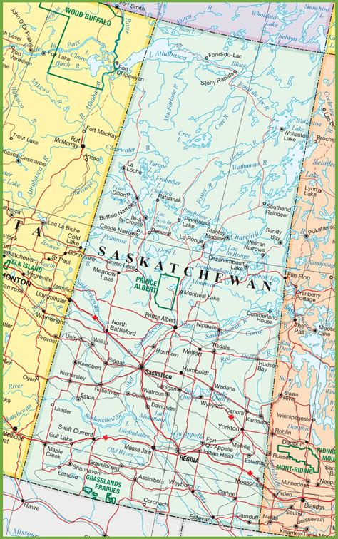 Saskatchewan road map - Ontheworldmap.com