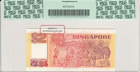 Singapore 2 Dollars 1990 P27 Ship Series Banknote Pcgs 67 Ppq