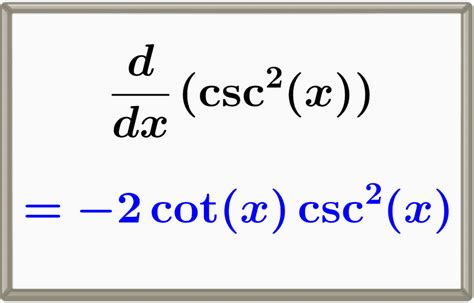 Derivada de cosecante al cuadrado csc 2 x Demostración y Gráficas