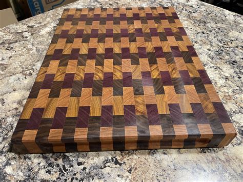 End Grain Board With Black Walnut Canarywood Purpleheart And Cherry