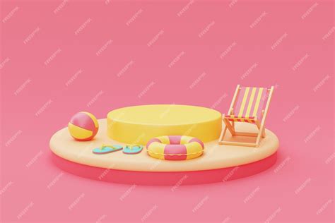 Premium Photo 3d Rendering Of Summer Vacation Concept With Beach