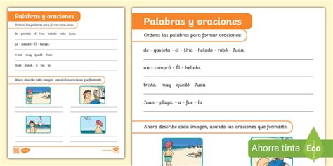 Hoja De Trabajo Ordenar Palabras Para Formar Oraciones