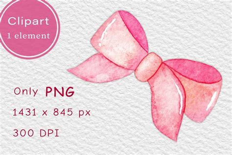 Pink Watercolor Bow PNG Clipart Graphic By TanyaPrintDesign Creative