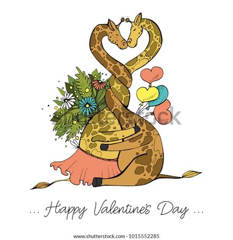 Two Giraffes Hugging Each Other Stock Vector (Royalty Free) 1015552285 ...