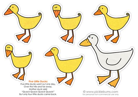 Five Little Ducks Printable Puppets Picklebums