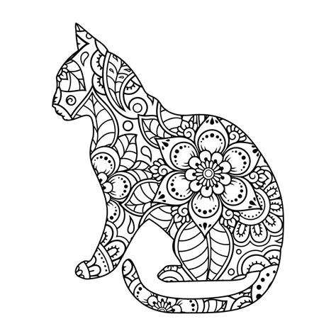 gato mandala página para colorear para niños 7848795 Vector en Vecteezy