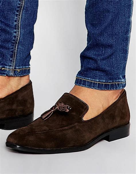 ASOS Loafers In Brown Suede With Tassel For Men Lyst