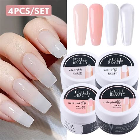 Pcs Extension Hard Jelly Nails Gel Set Nude Color Construction Building Tools French Acrylic Uv