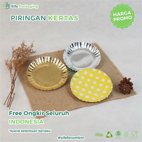 Jual Piring Kue Kertas Bulat Pack Pcs Motif Polkadot Emas Silver