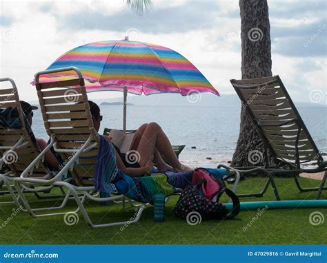 Colorful Umbrella Pontoon Boat Editorial Image