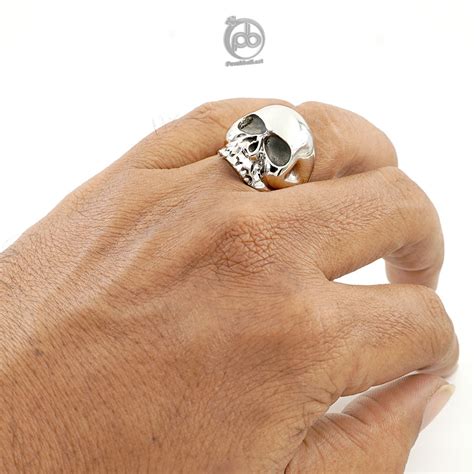 Cincin Pria Biker Perak Tengkorak Jawless Skull Perak Bali