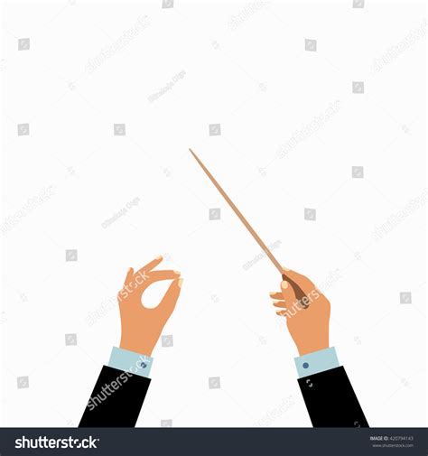 Vector Illustration Flat Conductor Orchestra Hands Stock Vector ...