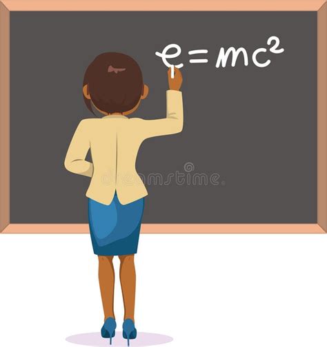 Back View Female Teacher Writing On Blackboard Stock Vector