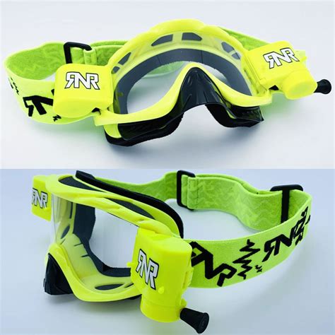 RNR Hybrid Roll-Off Motocross Goggles - NEON YELLOW