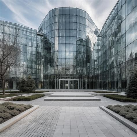 Premium AI Image | A large glass building with a large glass front.