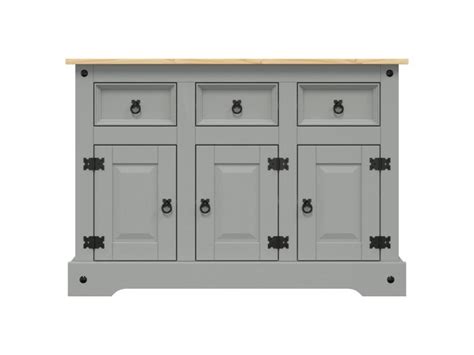 Buffet Corona Gris 112x43x78 Cm Bois Massif De Pin Conforama