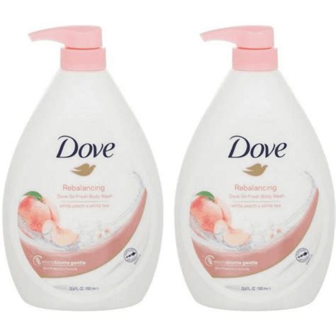 Dove Go Fresh Rebalancing Double Pack Body Wash White Peach And White