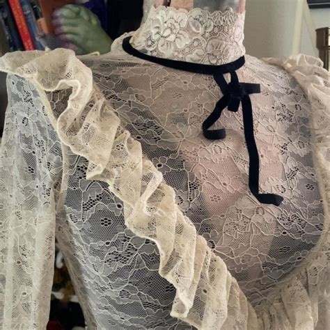 Dollskill Victorian Gothic Bodysuit Cream Lace Depop