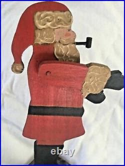 1983 Nancy Thomas Hand Carved Painted Wood Folk Art Santa Claus